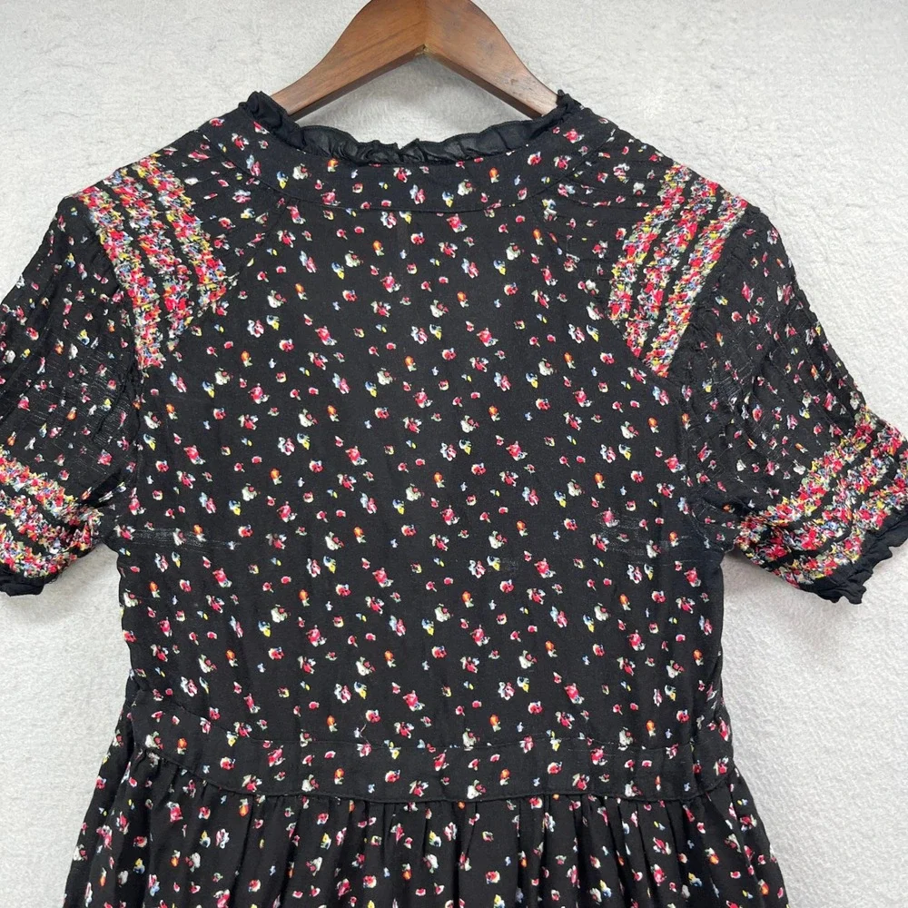 Free People Rare Feelings Maxi Dress Womens Small Black Floral Tiered Boho - Picture 6 of 15
